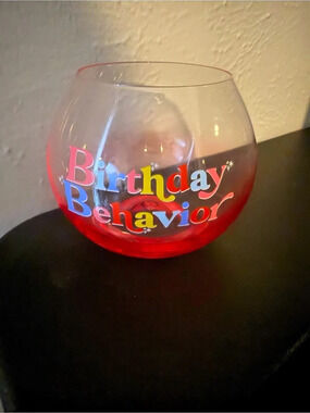 Packed Party Birthday Behavior Stemless Wine Glass, Red & Clear